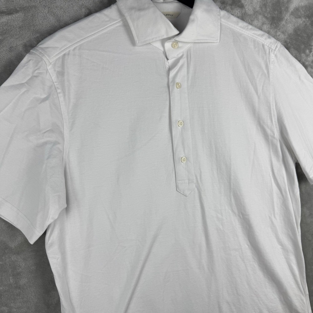 Suitsupply Polo Shirt White Cotton Extra Slim Fit Knit Preppy Mens 40-15 3/4